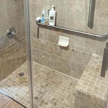 Step-in tiled shower